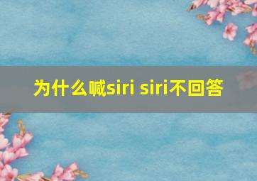 为什么喊siri siri不回答